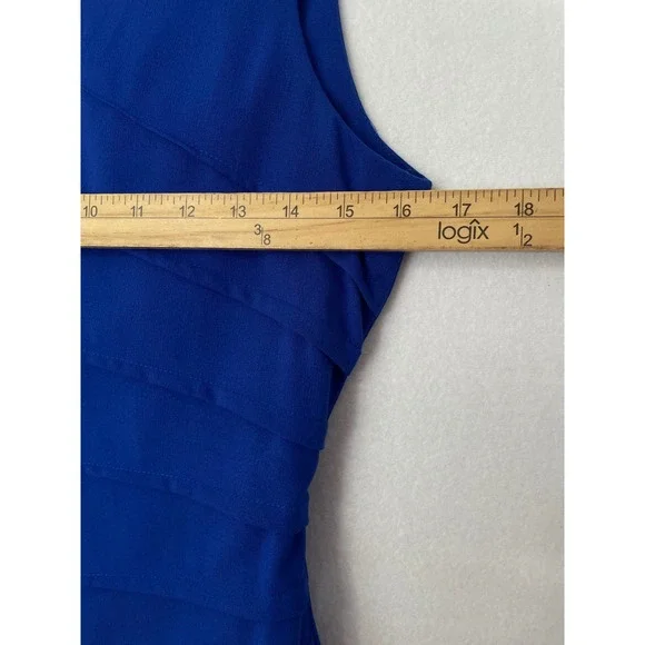 Calvin Klein Sheath Dress Women 2P Royal Blue Pleated Sleeveless Round Neck - Picture 11 of 11